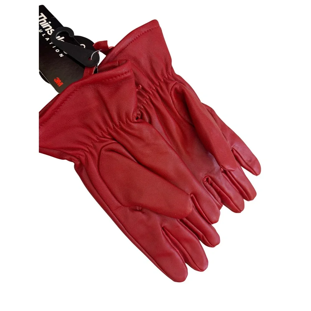 NWT Isotoner Red Leather Gloves Thinsulate Insulated Mob Wife Parisian Classic